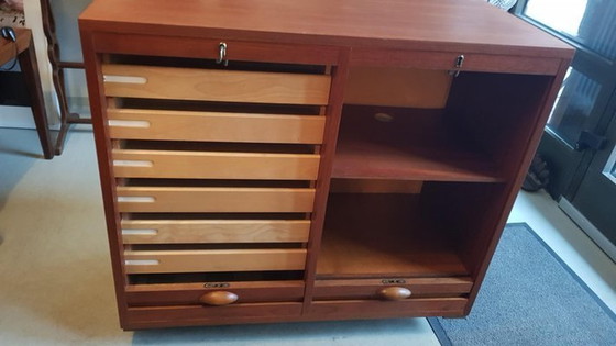 Image 1 of Deens dressoir met rolltüren in teak van Dyrlund, 1960S