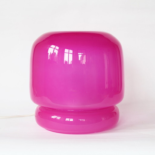 Retro Roze Glazen Paddestoel Lamp