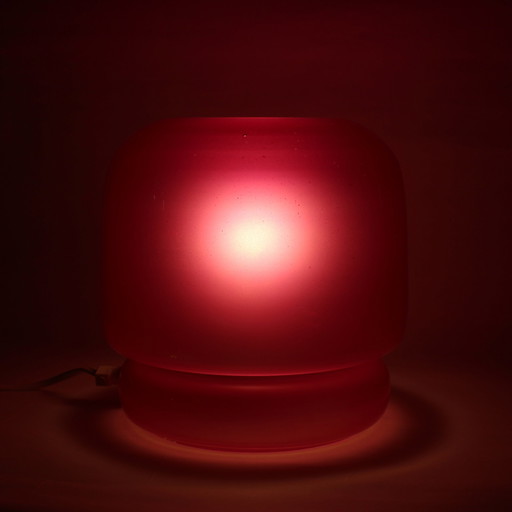 Retro Roze Glazen Paddestoel Lamp