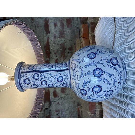 Image 1 of Vintage blauw en wit aardewerk tafellampje, jaren '80