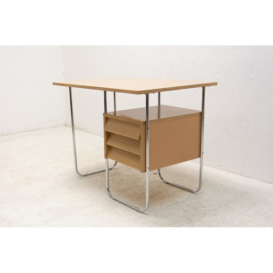 Image 1 of Tsjechoslowaakse vintage schrijftafel van chroom en formica, 1950