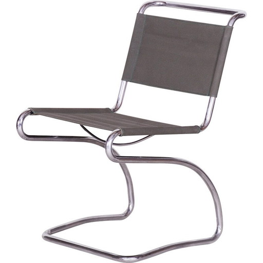Bauhaus H79 vintage stoel in chroomstaal en stof van Jindrich Halabala voor Up Zavody, Tsjecho-Slowakije 1930