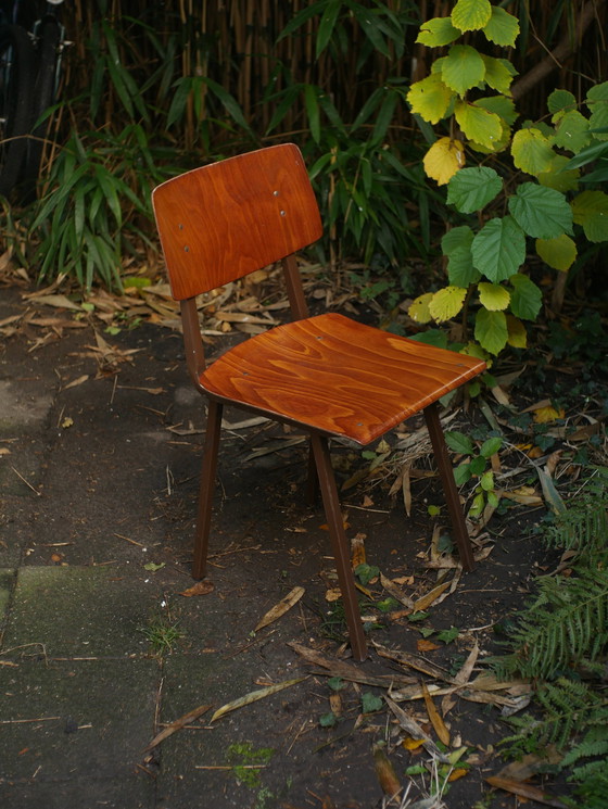 Image 1 of 4X Marko Kwartet 60S Vintage Stoelen - Pagholz (Met Hars Bekleed Hout) - Bruin Frame