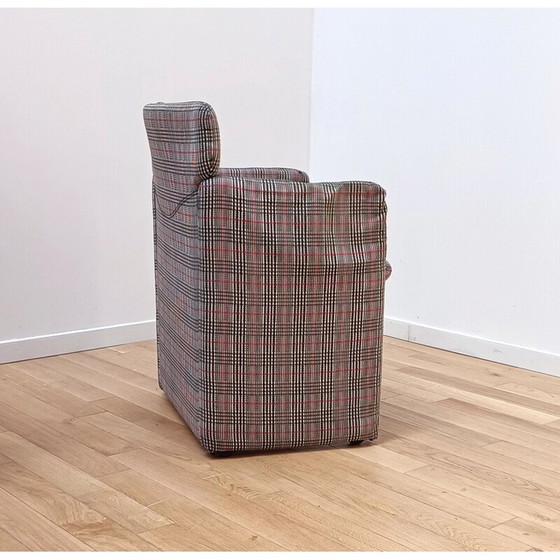 Image 1 of Paar vintage fauteuils in hout en geruite stof