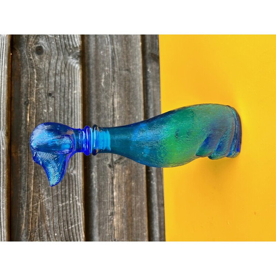 Image 1 of Vintage fles van blauw glas, Italië 1950