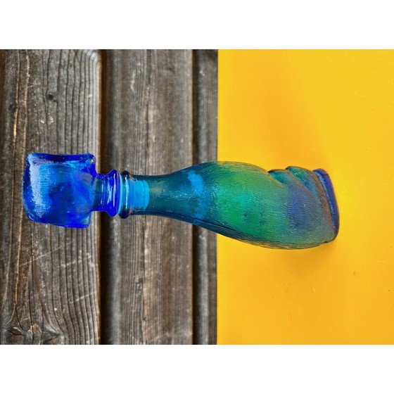 Image 1 of Vintage fles van blauw glas, Italië 1950