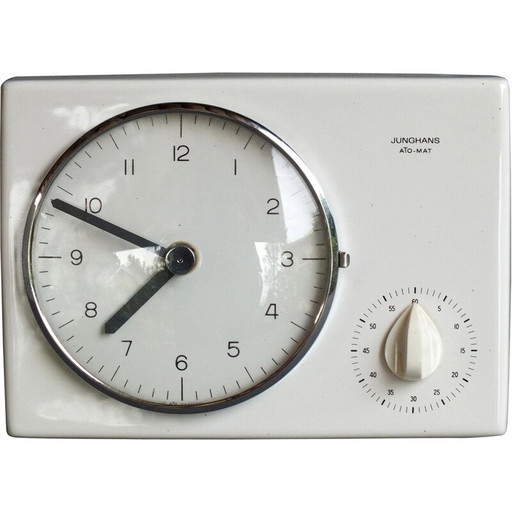 Vintage wandklok ato-mat van Max Bill voor Junghans, jaren 1960