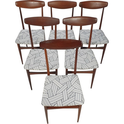 Set van 6 mid century Italiaanse teakhouten eetkamerstoelen, jaren 1950