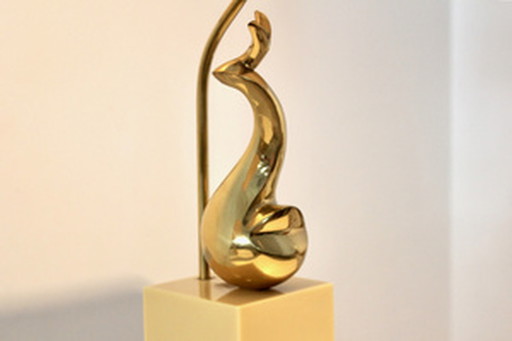 Exclusieve Philippe-Jean messing kunstsculptuur tafellampen, gesigneerd