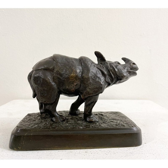 Image 1 of Vintage neushoorn sculptuur in brons door Antonio Amorgasti, 1928