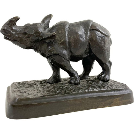 Image 1 of Vintage neushoorn sculptuur in brons door Antonio Amorgasti, 1928