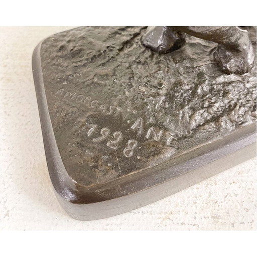 Vintage neushoorn sculptuur in brons door Antonio Amorgasti, 1928