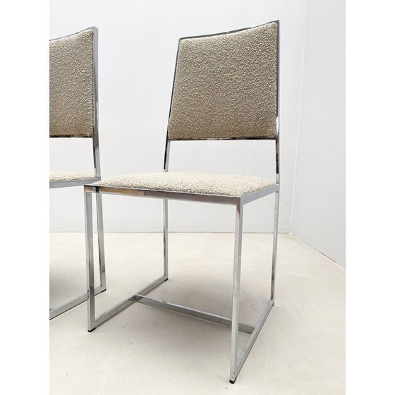 Image 1 of Set van 5 vintage stoelen van chroom en boucle stof, Italië 1970