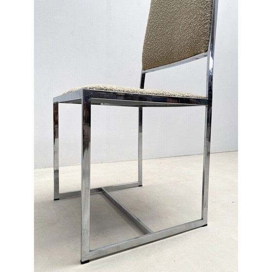 Image 1 of Set van 5 vintage stoelen van chroom en boucle stof, Italië 1970
