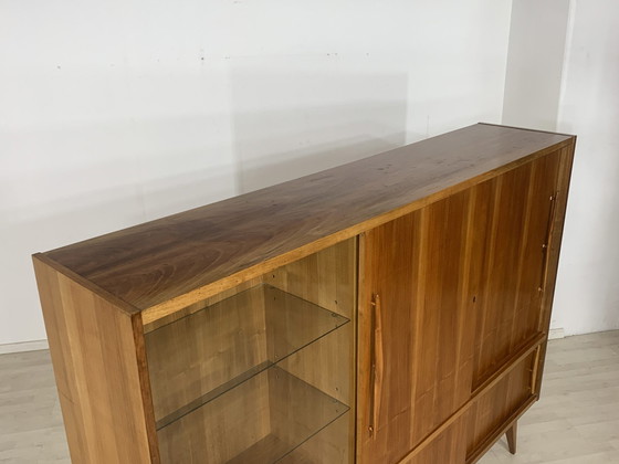 Image 1 of Mid Century highboard dressoir vakkenkast woonkamer kast dressoir harnas kast vintage