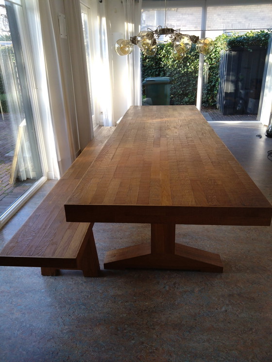 Image 1 of Eettafel Piet Hein Eek Kantinetafel Met Bank