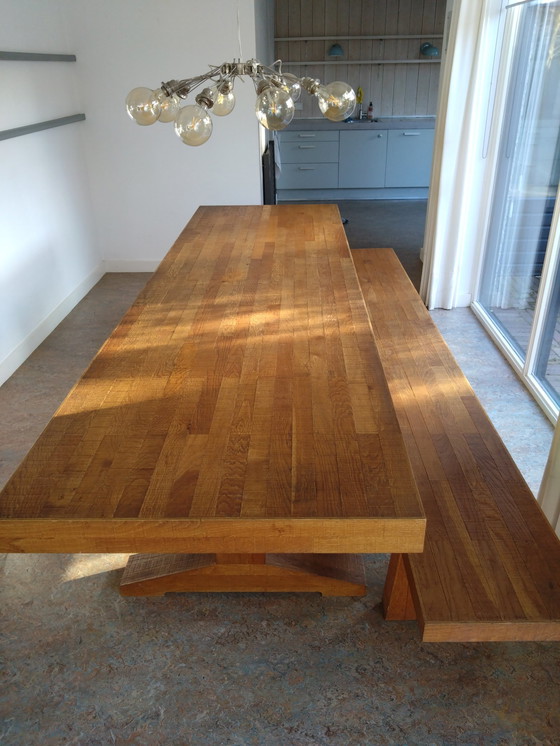 Image 1 of Eettafel Piet Hein Eek Kantinetafel Met Bank