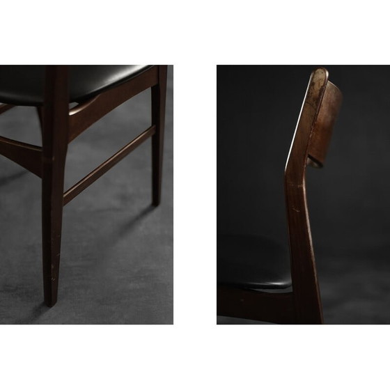 Image 1 of Set van 4 vintage Scandinavische eetkamerstoelen in beukenhout en palissander, Denemarken 1960