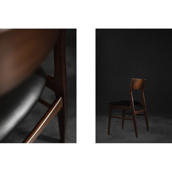 Image 1 of Set van 4 vintage Scandinavische eetkamerstoelen in beukenhout en palissander, Denemarken 1960