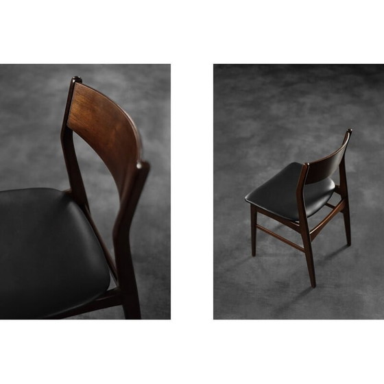 Image 1 of Set van 4 vintage Scandinavische eetkamerstoelen in beukenhout en palissander, Denemarken 1960