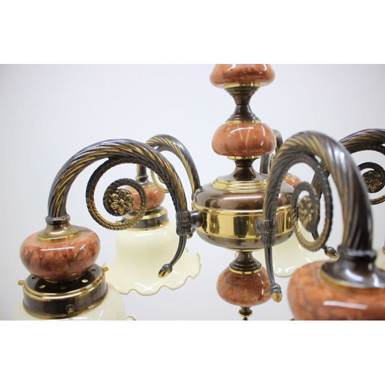 Image 1 of Set van 6 vintage messing kroonluchters, Duitsland 1980