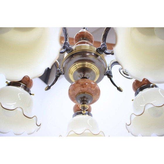 Image 1 of Set van 6 vintage messing kroonluchters, Duitsland 1980