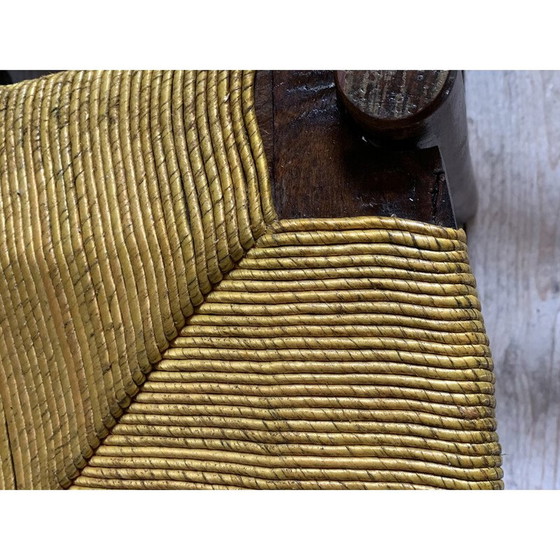 Image 1 of Set van 6 vintage strostoelen van Georges Robert, Frankrijk 1950