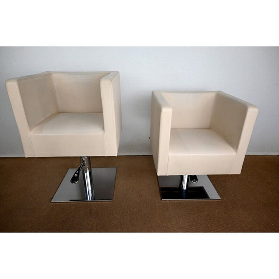 Image 1 of Paar vintage draaifauteuils "Palladium" in kunstleer