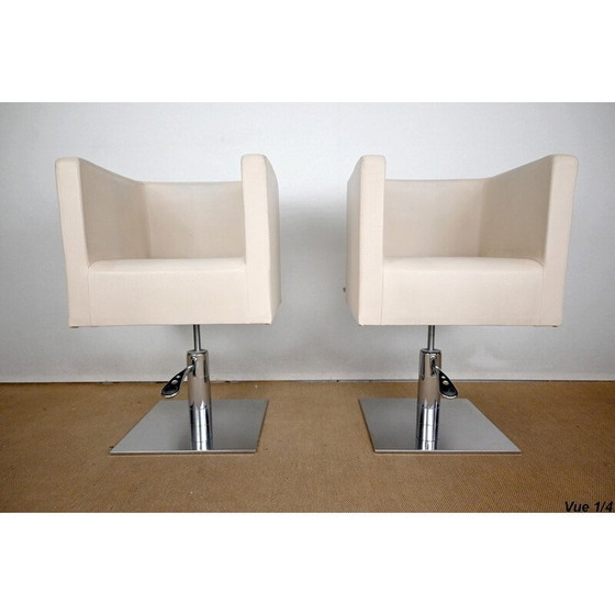 Image 1 of Paar vintage draaifauteuils "Palladium" in kunstleer