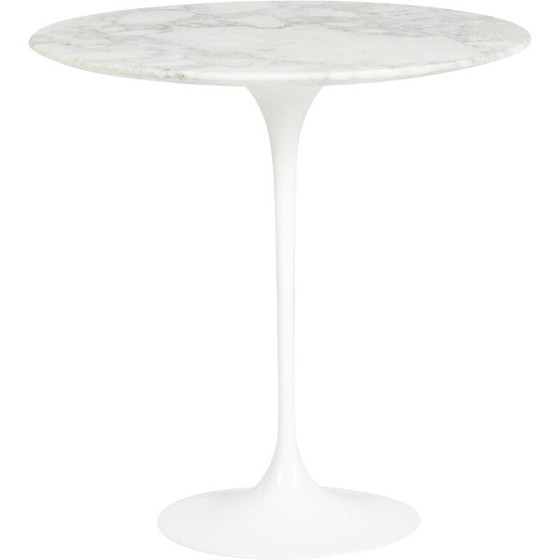 Image 1 of Vintage "Tulip" tafel op voet in marmer en gegoten aluminium voor Florence Knoll