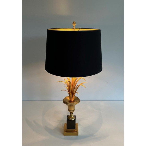 Image 1 of Paar vintage palmboom lampen in chroom en messing, Frankrijk 1970