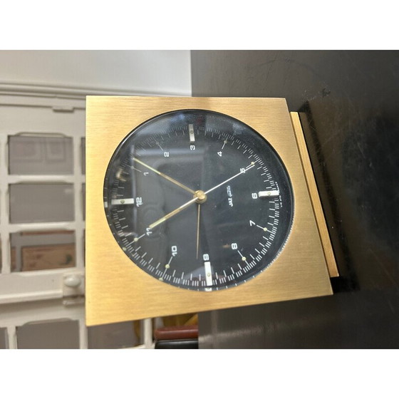 Image 1 of Vintage Jaz klok in geborsteld messing en glas, batterij-aangedreven uurwerk, 1976