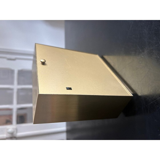 Image 1 of Vintage Jaz klok in geborsteld messing en glas, batterij-aangedreven uurwerk, 1976