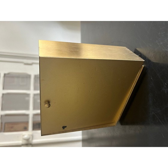 Image 1 of Vintage Jaz klok in geborsteld messing en glas, batterij-aangedreven uurwerk, 1976