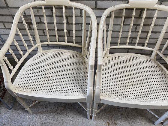 Image 1 of 3x Vintage Baker Faux Bamboo Stoelen