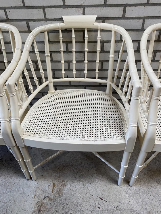 Image 1 of 3x Vintage Baker Faux Bamboo Stoelen