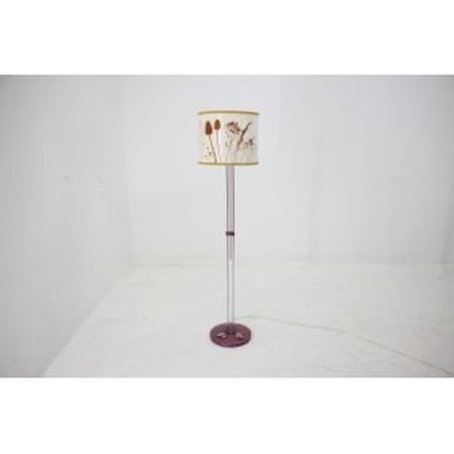 Vintage vloerlamp in witte stof en staal voor Ligdokov, Tsjecho-Slowakije 1970