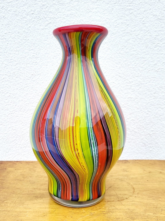 Image 1 of Meerkleurige vaas in glas, retro style, jaren 1980, vermoedelijk Murano, italy