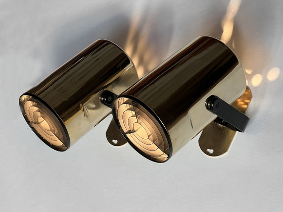 Image 1 of Paar gouden wandlampen "Orion" van Per Sundstedt voor Kosta Lampan. Zweden 1970S