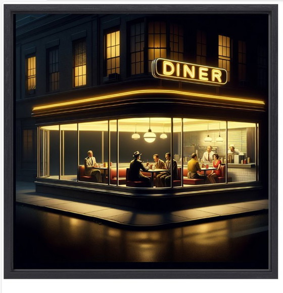 Image 1 of Edward Hopper ---The Night Restaurant (Ingelijst)