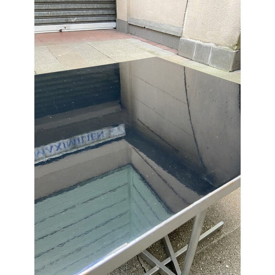 Image 1 of Vintage aluminium en zwart gelakte salontafel, Noord-Amerikaans 1960