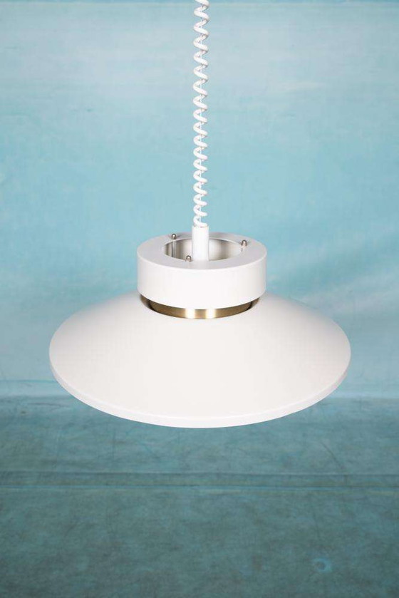 Image 1 of Vintage jaren 60 hanglamp, Deens design schalenlamp messing