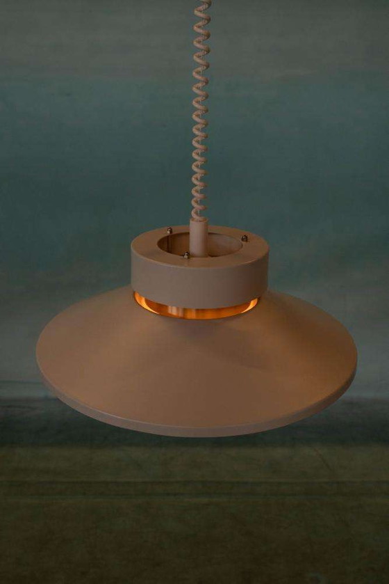 Image 1 of Vintage jaren 60 hanglamp, Deens design schalenlamp messing