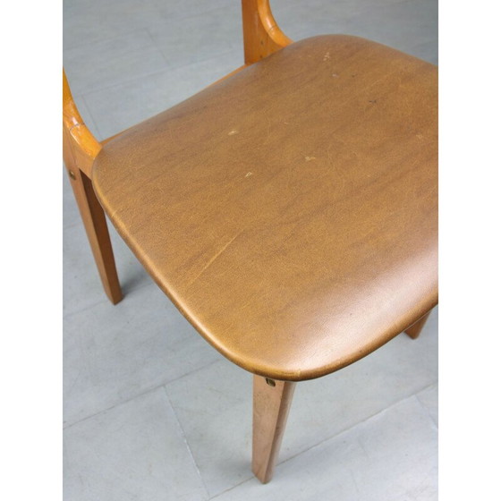 Image 1 of Set van 3 vintage Italiaanse eetkamerstoelen van hout en kunstleer