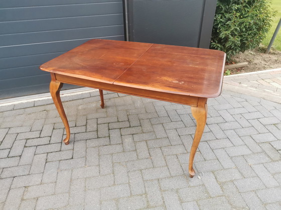 Image 1 of Mid Century stoelen en uitschuiftafel