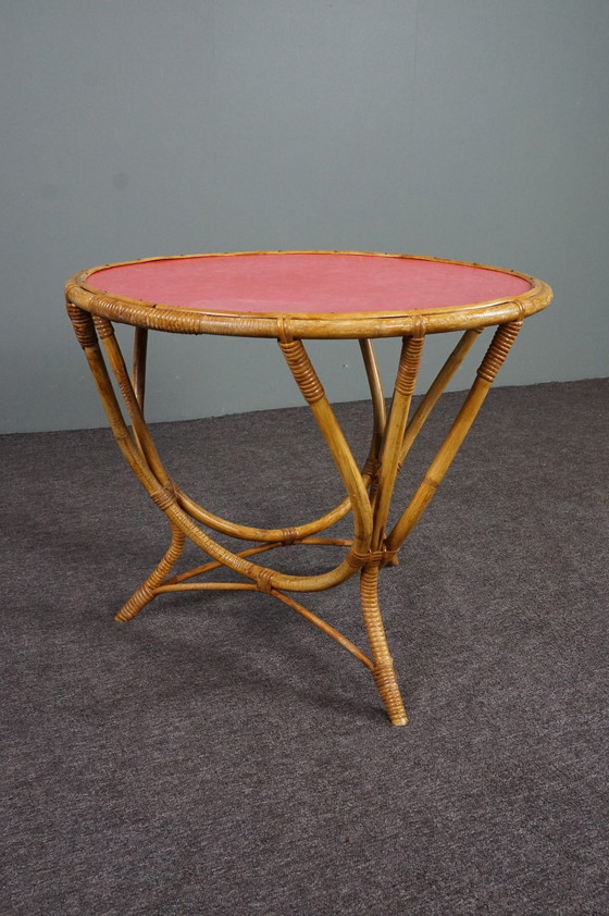 Image 1 of Vintage ronde rotan salontafel/ bijzettafel