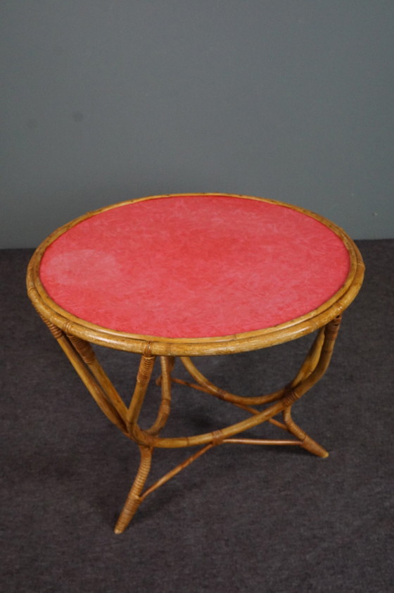 Image 1 of Vintage ronde rotan salontafel/ bijzettafel