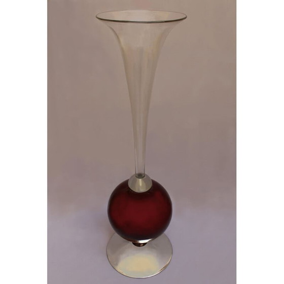 Image 1 of Vintage vaas van chroom, glas en kristal "spreek in de megafoon" door Eric Katz, 2021