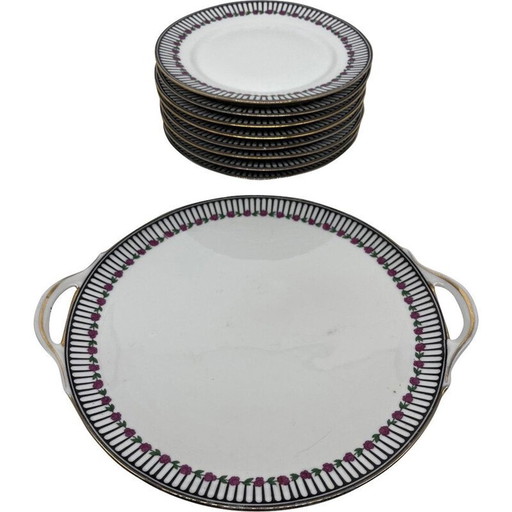 Set van 8 vintage art deco borden met schaal van Chabrol en Poirier, 1920