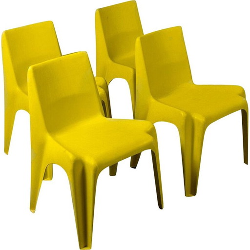 Set van 4 vintage gele stoelen van Helmut Bätzner voor Bofinger, 1964